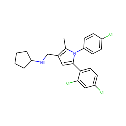 Cc1c(CNC2CCCC2)cc(-c2ccc(Cl)cc2Cl)n1-c1ccc(Cl)cc1 ZINC000043079155