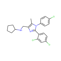 Cc1c(CNC2CCCC2)nc(-c2ccc(Cl)cc2Cl)n1-c1ccc(Cl)cc1 ZINC000043120423