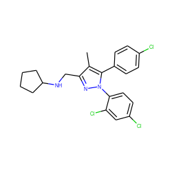 Cc1c(CNC2CCCC2)nn(-c2ccc(Cl)cc2Cl)c1-c1ccc(Cl)cc1 ZINC000040892463