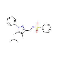 Cc1c(CNS(=O)(=O)c2ccccc2)nn(-c2ccccc2)c1CC(C)C ZINC001772610845