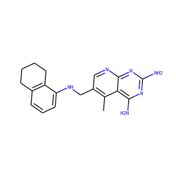 Cc1c(CNc2cccc3c2CCCC3)cnc2nc(N)nc(N)c12 ZINC000005891514