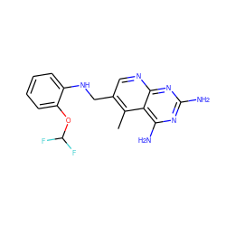 Cc1c(CNc2ccccc2OC(F)F)cnc2nc(N)nc(N)c12 ZINC000005891525