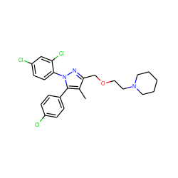 Cc1c(COCCN2CCCCC2)nn(-c2ccc(Cl)cc2Cl)c1-c1ccc(Cl)cc1 ZINC000013472861