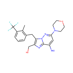 Cc1c(Cc2c(CO)nc3c(N)cc(N4CCOCC4)nn23)cccc1C(F)(F)F ZINC001772595627