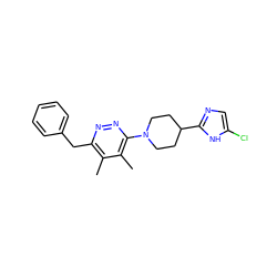 Cc1c(Cc2ccccc2)nnc(N2CCC(c3ncc(Cl)[nH]3)CC2)c1C ZINC000117267361