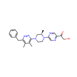 Cc1c(Cc2ccccc2)nnc(N2CCN(c3cnc(C(=O)CO)cn3)[C@H](C)C2)c1C ZINC000117274224