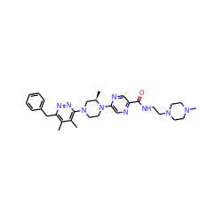 Cc1c(Cc2ccccc2)nnc(N2CCN(c3cnc(C(=O)NCCN4CCN(C)CC4)cn3)[C@H](C)C2)c1C ZINC000201150007