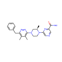 Cc1c(Cc2ccccc2)nnc(N2CCN(c3cncc(C(N)=O)n3)[C@H](C)C2)c1C ZINC000201149843