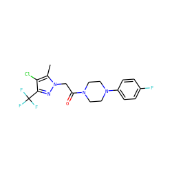 Cc1c(Cl)c(C(F)(F)F)nn1CC(=O)N1CCN(c2ccc(F)cc2)CC1 ZINC000001217044