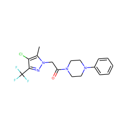 Cc1c(Cl)c(C(F)(F)F)nn1CC(=O)N1CCN(c2ccccc2)CC1 ZINC000059491271