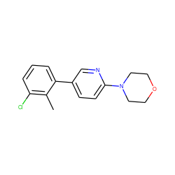 Cc1c(Cl)cccc1-c1ccc(N2CCOCC2)nc1 ZINC000045289321