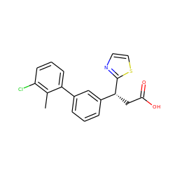 Cc1c(Cl)cccc1-c1cccc([C@@H](CC(=O)O)c2nccs2)c1 ZINC000221096100