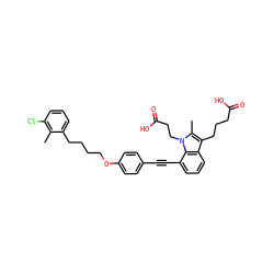 Cc1c(Cl)cccc1CCCCOc1ccc(C#Cc2cccc3c(CCCC(=O)O)c(C)n(CCC(=O)O)c23)cc1 ZINC000473247606