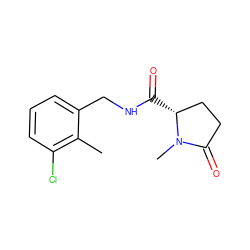 Cc1c(Cl)cccc1CNC(=O)[C@@H]1CCC(=O)N1C ZINC000095565091