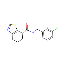 Cc1c(Cl)cccc1CNC(=O)[C@@H]1CCCc2ncsc21 ZINC000220875486