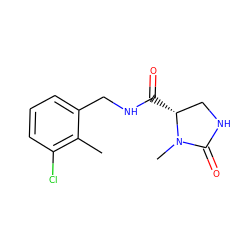 Cc1c(Cl)cccc1CNC(=O)[C@@H]1CNC(=O)N1C ZINC000095565487
