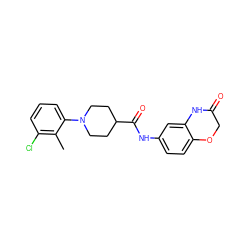 Cc1c(Cl)cccc1N1CCC(C(=O)Nc2ccc3c(c2)NC(=O)CO3)CC1 ZINC000034661005