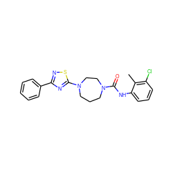 Cc1c(Cl)cccc1NC(=O)N1CCCN(c2nc(-c3ccccc3)ns2)CC1 ZINC000001023504