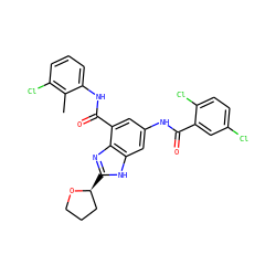 Cc1c(Cl)cccc1NC(=O)c1cc(NC(=O)c2cc(Cl)ccc2Cl)cc2[nH]c([C@H]3CCCO3)nc12 ZINC000205654219