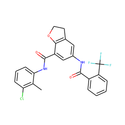 Cc1c(Cl)cccc1NC(=O)c1cc(NC(=O)c2ccccc2C(F)(F)F)cc2c1OCC2 ZINC000207727307