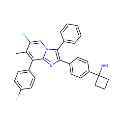 Cc1c(Cl)cn2c(-c3ccccc3)c(-c3ccc(C4(N)CCC4)cc3)nc2c1-c1ccc(F)cc1 ZINC000113681691