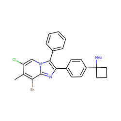 Cc1c(Cl)cn2c(-c3ccccc3)c(-c3ccc(C4(N)CCC4)cc3)nc2c1Br ZINC000199450448