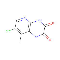 Cc1c(Cl)cnc2[nH]c(=O)c(=O)[nH]c12 ZINC000026665076