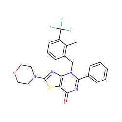 Cc1c(Cn2c(-c3ccccc3)nc(=O)c3sc(N4CCOCC4)nc32)cccc1C(F)(F)F ZINC000084688796