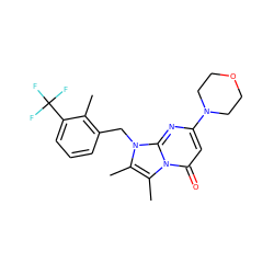 Cc1c(Cn2c(C)c(C)n3c(=O)cc(N4CCOCC4)nc23)cccc1C(F)(F)F ZINC000073294566