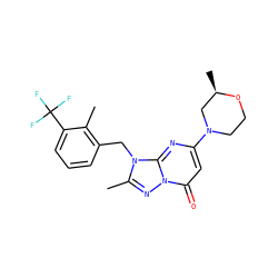 Cc1c(Cn2c(C)nn3c(=O)cc(N4CCO[C@H](C)C4)nc23)cccc1C(F)(F)F ZINC000084596609