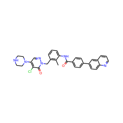 Cc1c(Cn2ncc(N3CCNCC3)c(Cl)c2=O)cccc1NC(=O)c1ccc(-c2ccc3ncccc3c2)cc1 ZINC000044308039