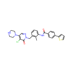 Cc1c(Cn2ncc(N3CCNCC3)c(Cl)c2=O)cccc1NC(=O)c1ccc(-c2cccs2)cc1 ZINC000040916387