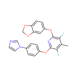 Cc1c(F)c(Oc2ccc(-n3ccnc3)cc2)nc(Oc2ccc3c(c2)OCO3)c1F ZINC000000593134