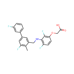 Cc1c(F)cc(-c2cccc(F)c2)cc1CNc1c(F)ccc(OCC(=O)O)c1F ZINC000218856359