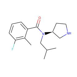 Cc1c(F)cccc1C(=O)N(CC(C)C)[C@H]1CCNC1 ZINC000034472917