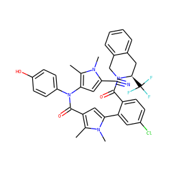 Cc1c(N(C(=O)c2cc(-c3cc(Cl)ccc3C(=O)N3Cc4ccccc4C[C@H]3C(F)(F)F)n(C)c2C)c2ccc(O)cc2)cc(C#N)n1C ZINC000261138434