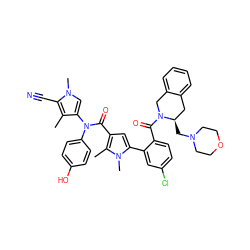 Cc1c(N(C(=O)c2cc(-c3cc(Cl)ccc3C(=O)N3Cc4ccccc4C[C@H]3CN3CCOCC3)n(C)c2C)c2ccc(O)cc2)cn(C)c1C#N ZINC000261142135