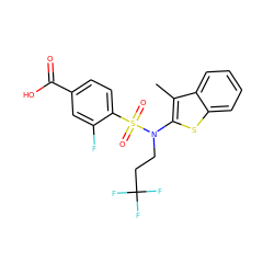 Cc1c(N(CCC(F)(F)F)S(=O)(=O)c2ccc(C(=O)O)cc2F)sc2ccccc12 ZINC000115231832