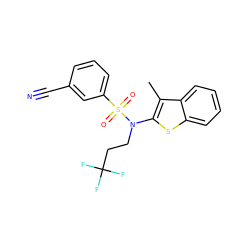 Cc1c(N(CCC(F)(F)F)S(=O)(=O)c2cccc(C#N)c2)sc2ccccc12 ZINC000115234125