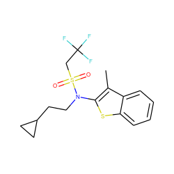 Cc1c(N(CCC2CC2)S(=O)(=O)CC(F)(F)F)sc2ccccc12 ZINC000115232336