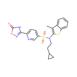 Cc1c(N(CCC2CC2)S(=O)(=O)c2ccc(-c3noc(=O)[nH]3)nc2)sc2ccccc12 ZINC001772640396