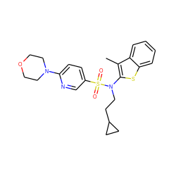 Cc1c(N(CCC2CC2)S(=O)(=O)c2ccc(N3CCOCC3)nc2)sc2ccccc12 ZINC001772603361