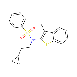 Cc1c(N(CCC2CC2)S(=O)(=O)c2ccccc2)sc2ccccc12 ZINC000115230221