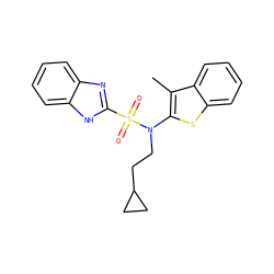 Cc1c(N(CCC2CC2)S(=O)(=O)c2nc3ccccc3[nH]2)sc2ccccc12 ZINC000115230470