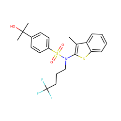 Cc1c(N(CCCC(F)(F)F)S(=O)(=O)c2ccc(C(C)(C)O)cc2)sc2ccccc12 ZINC000115237909