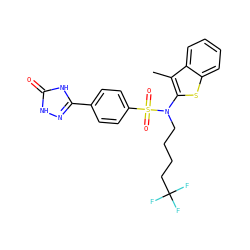 Cc1c(N(CCCCC(F)(F)F)S(=O)(=O)c2ccc(-c3n[nH]c(=O)[nH]3)cc2)sc2ccccc12 ZINC000059069161