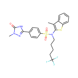 Cc1c(N(CCCCC(F)(F)F)S(=O)(=O)c2ccc(-c3nn(C)c(=O)[nH]3)cc2)sc2ccccc12 ZINC000115234806