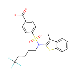 Cc1c(N(CCCCC(F)(F)F)S(=O)(=O)c2ccc(C(=O)O)cc2)sc2ccccc12 ZINC000115232926