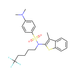 Cc1c(N(CCCCC(F)(F)F)S(=O)(=O)c2ccc(N(C)C)cc2)sc2ccccc12 ZINC000115235702