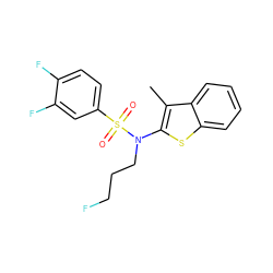 Cc1c(N(CCCF)S(=O)(=O)c2ccc(F)c(F)c2)sc2ccccc12 ZINC000115231331